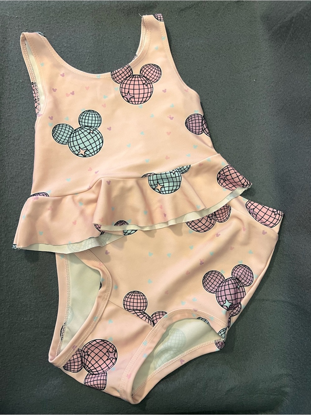 Wild rich kids 2 piece bathing suit size 7/8 Mickey disco heads